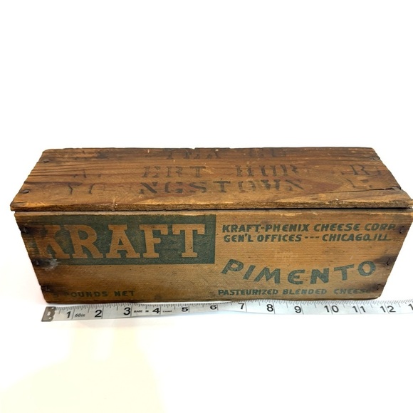 Vintage 1930s Kraft Pimento Cheese Wooden Crate, Cheese Box Advertising Box - Picture 3 of 7